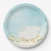 Strand Ocean Destination Bruids Verjaardag Papieren Bordje (Voorkant)