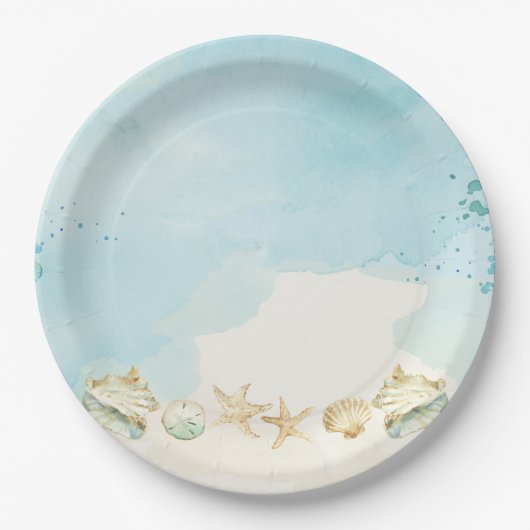 Strand Ocean Destination Bruids Verjaardag Papieren Bordje (Voorkant)