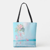 Strand Ocean Flamingo Juwelen  Roze Tote Bag (Achterkant)