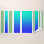 Strand Ocean Front Sand + Surf Aqua Stripes Strandlaken (Voorkant)