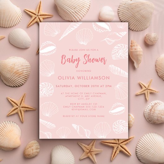 Strand Ocean Sea Shells Meisjes Baby shower Briefkaart