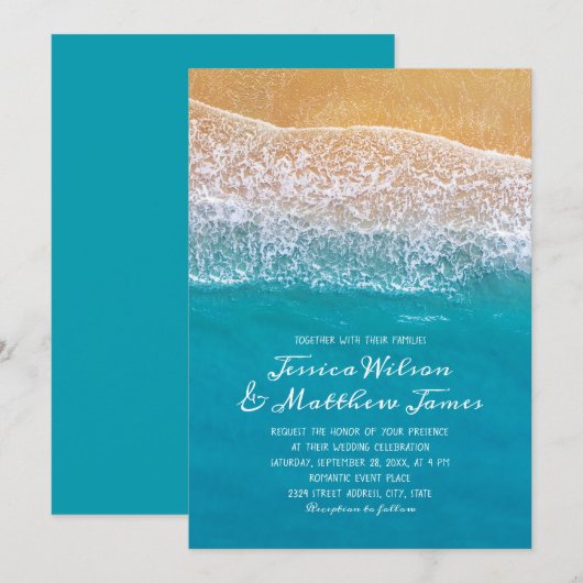 Strand Ocean Seaside Destination Nautische bruilof Kaart (Voorkant / Achterkant)