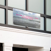 Strand Ocean Sky Roze Blauwe Foto Verjaardagsfeest Spandoek (Buitenkant Gebouw)