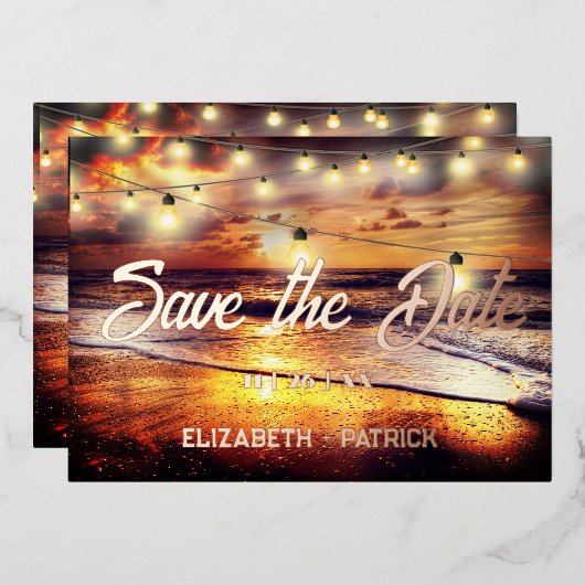Strand Ocean Thema Save The Date Folie Uitnodiging (Voorkant / Achterkant)