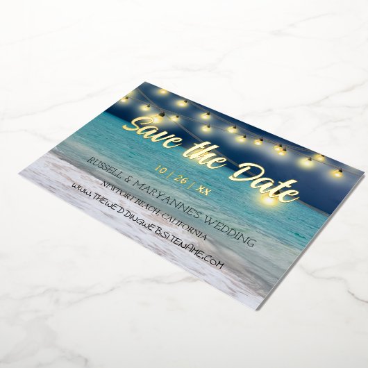Strand Ocean Thema Save The Date Folie Uitnodiging (Gedraaid)