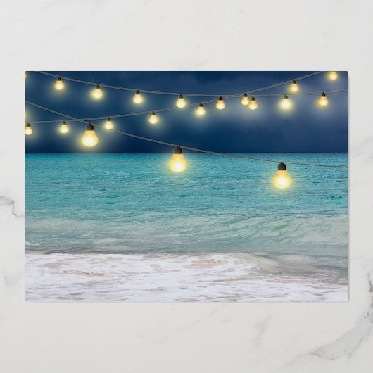 Strand Ocean Thema Save The Date Folie Uitnodiging (Achterkant)