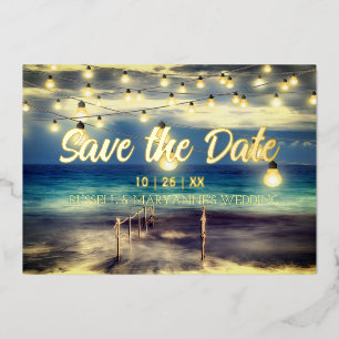 Strand Ocean Thema Save The Date Folie Uitnodiging