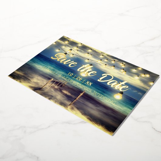 Strand Ocean Thema Save The Date Folie Uitnodiging (Gedraaid)