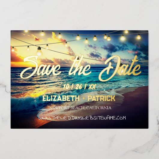 Strand Ocean Thema Save The Date Folie Uitnodiging (Voorkant)