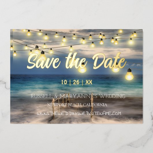 Strand Ocean Thema Save The Date Folie Uitnodiging (Voorkant)