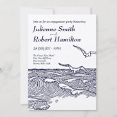 Strand Ocean Waves Verlovingsfeest Rustiek Kaart (Voorkant)