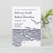 Strand Ocean Waves Verlovingsfeest Rustiek Kaart (Staand voorkant)