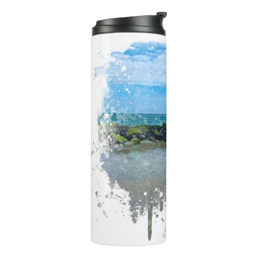 *~* strand Ocean Zee Nautical Abstract Drip Therma Thermosbeker (Gedraaid links)