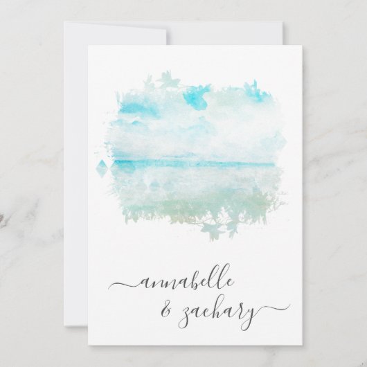 *~* strand Ocean Zee + RSVP - QR AR7 Weddenschap Kaart (Voorkant)