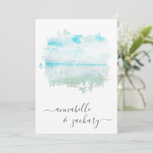 *~* strand Ocean Zee + RSVP - QR AR7 Weddenschap Kaart (Staand voorkant)