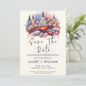 Strand Ocean Zomer New Orleans Bruiloft Save The Date (Staand voorkant)