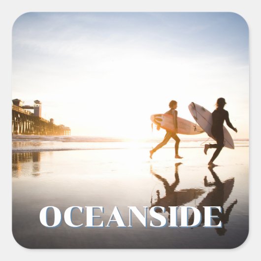 Strand Oceanside Vierkante Sticker (Voorkant)
