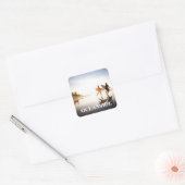 Strand Oceanside Vierkante Sticker (Envelop)