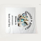 Strand oesters sprankelende wijn feestelijke gebeu wandkleed (Voorkant (horizontaal))