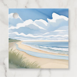 Strand Oever Wandel | Kust Oceaan Aquarel Bedankjes Labels