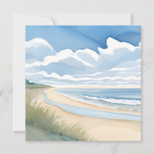 Strand Oever Wandel   Kust Oceaan Aquarel Bedankkaart