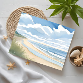 Strand Oever Wandel | Kust Oceaan Aquarel Briefkaart