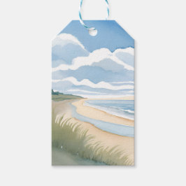 Strand Oever Wandel | Kust Oceaan Aquarel Cadeaulabel