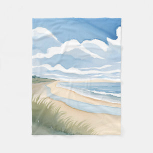 Strand Oever Wandel Kust Oceaan Aquarel Fleece Deken