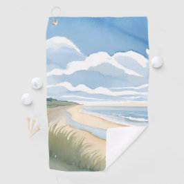 Strand Oever Wandel | Kust Oceaan Aquarel Golfhanddoek