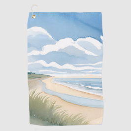 Strand Oever Wandel | Kust Oceaan Aquarel Golfhanddoek