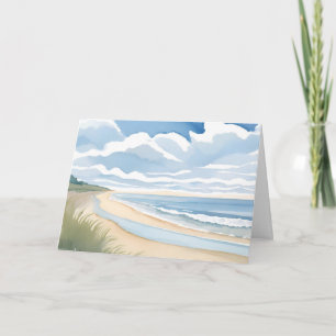 Strand Oever Wandel   Kust Oceaan Aquarel Kaart