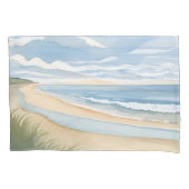 Strand Oever Wandel | Kust Oceaan Aquarel Kussensloop (Voorkant)