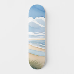 Strand Oever Wandel   Kust Oceaan Aquarel Persoonlijk Skateboard
