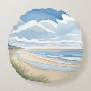 Strand Oever Wandel   Kust Oceaan Aquarel Rond Kussen