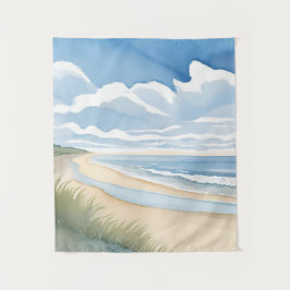 Strand Oever Wandel | Kust Oceaan Aquarel Wandkleed