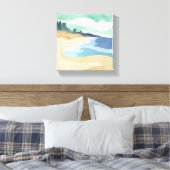 Strand Oever | Waterverf Blauw Canvas Afdruk (Insitu (Slaapkamer))