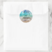 Strand of Tropische Eiland Huwelijksenvelop Seal Ronde Sticker (Tas)