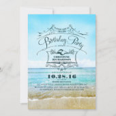  Strand Ombre Blauw Zee Verjaardagsfeest Kaart (Voorkant)