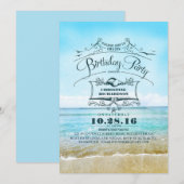  Strand Ombre Blauw Zee Verjaardagsfeest Kaart (Voorkant / Achterkant)