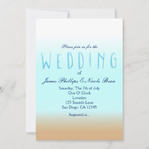Strand Ombre Elegante Watercolor Trouw Uitnodiging