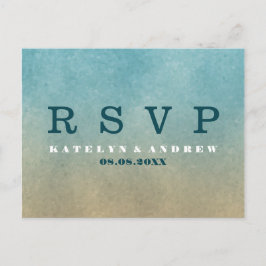 Strand Ombre Minimale bruiloft RSVP Uitnodiging Briefkaart
