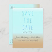 Strand Ombre Moderne Waterverf Save The Date Aankondigingskaart (Voorkant / Achterkant)