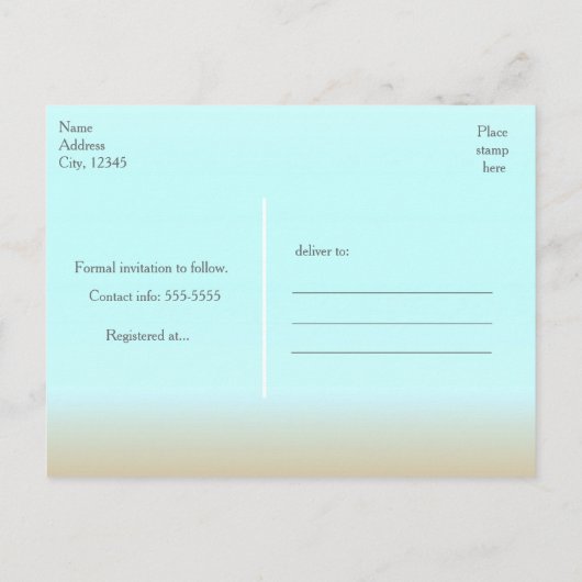 Strand Ombre Moderne Waterverf Save The Date Aankondigingskaart (Achterkant)