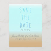 Strand Ombre Moderne Waterverf Save The Date Aankondigingskaart (Voorkant)