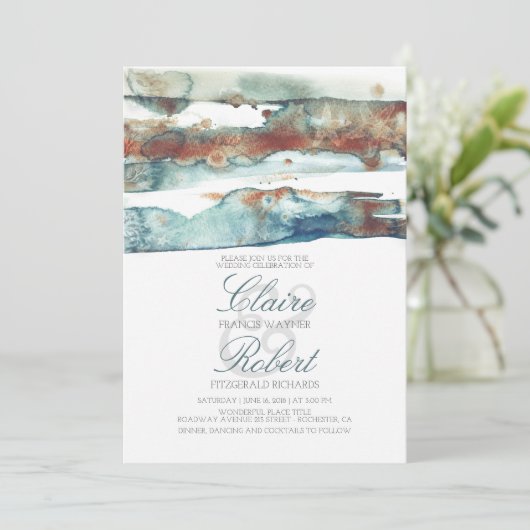  strand onderwater Waterverf Splash Wedding Kaart (Staand voorkant)