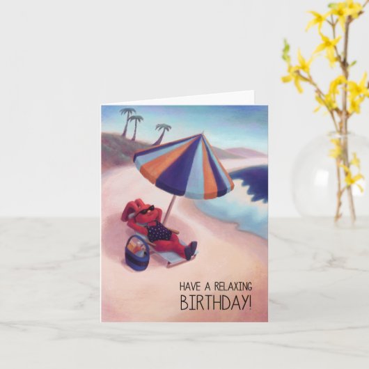 Strand Ontspannende Verjaardag Kaart (Gele Bloem)