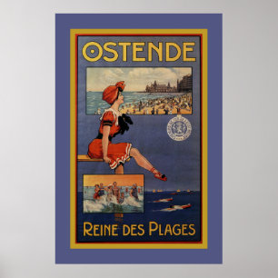 strand Oostende Summer zwemt schoonheid Poster