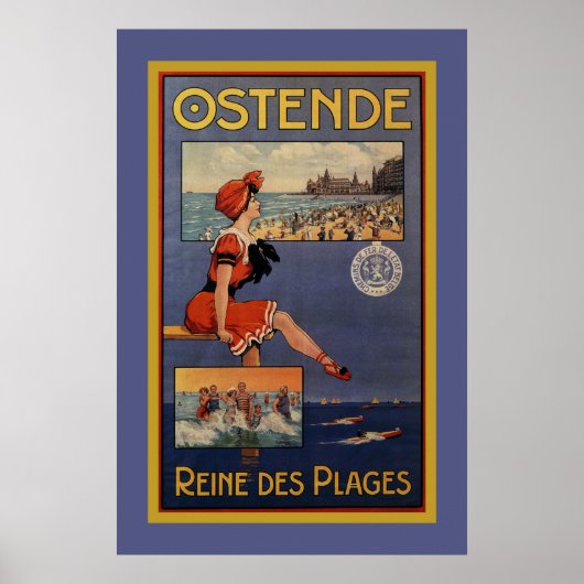 strand Oostende Summer zwemt schoonheid Poster (Voorkant)