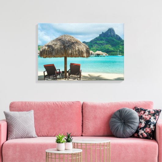 Strand op Bora Bora canvas print (Insitu (Woonkamer))