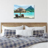 Strand op Bora Bora canvas print (Insitu (Slaapkamer))